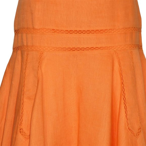 LAUREN Ralph Lauren Fit and Flare Orange Linen Skirt Size 4 - Picture 4 of 9